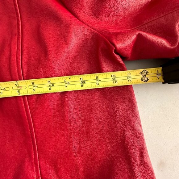 90s Vintage Red Leather Zip-Up Jacket โ Dialogue Size 1X - Picture 13 of 16